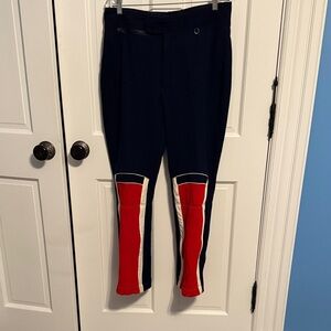 Stylish Men’s Navy and Red Ski Pants with White Accents